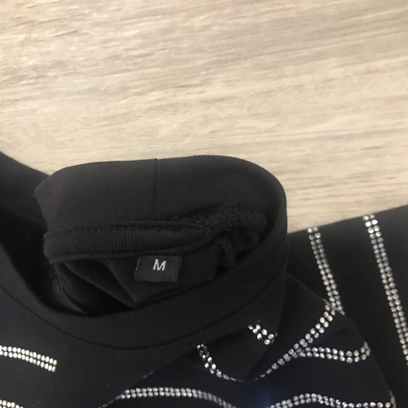 Philipp Plein Black T-Shirt Rhinestone Stripes Size Medium NWOT Gorgeous - Picture 4 of 9